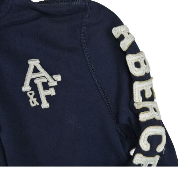 Abercombie Hoodie L Navy Full Zip Hooded Grunge Sweatshirt Vtg Y2K Skater Moto - Picture 3 of 6